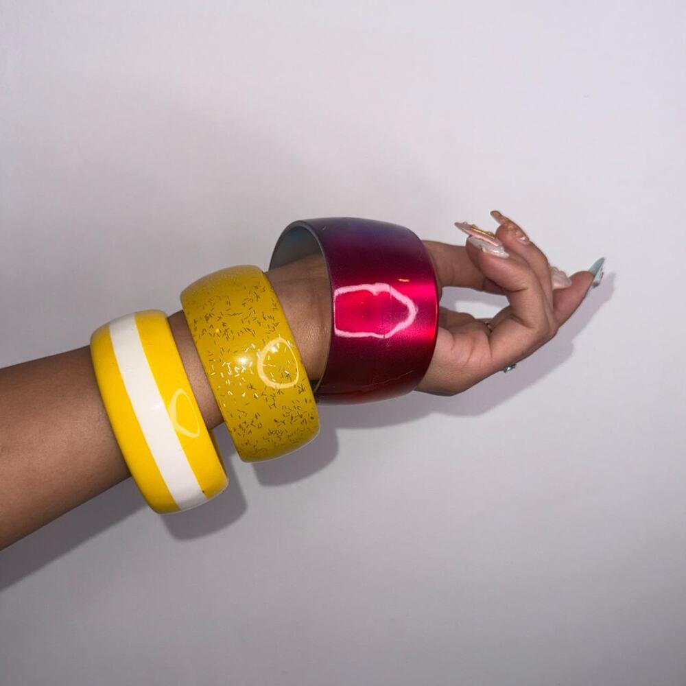Yellow and Multicolor Set of 3 Bangles